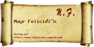 Mayr Felicián névjegykártya